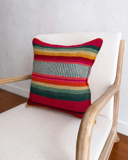 Cojín Étnico Peruano Verde y Naranja 50x50