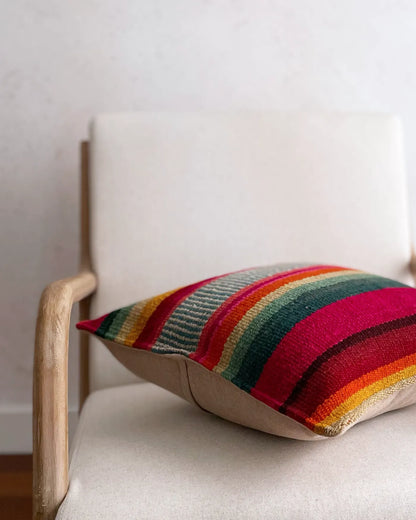 Cojín Étnico Peruano Verde y Naranja 50x50