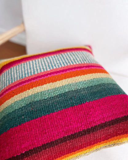 Cojín Étnico Peruano Verde y Naranja 50x50