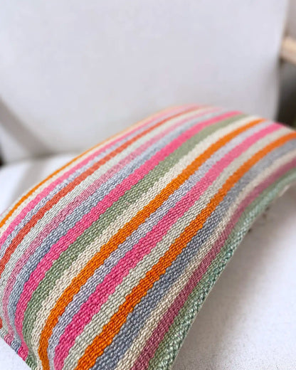 Peruvian Handmade Multicolor Striped Cushion 30x50