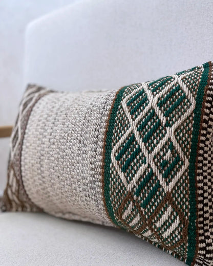 Cojín Étnico Peruano Beige y Verde 30x50