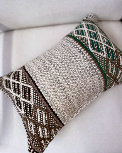 Cojín Étnico Peruano Beige y Verde 30x50