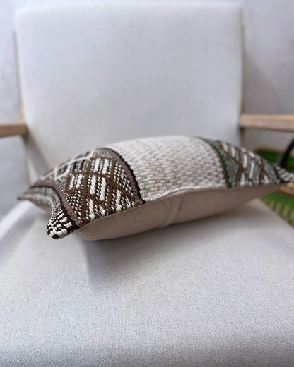 Cojín Étnico Peruano Beige y Verde 30x50