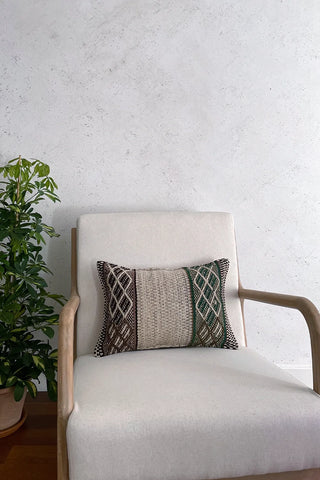 Peruvian Ethnic Cushion Beige and Green 30x50