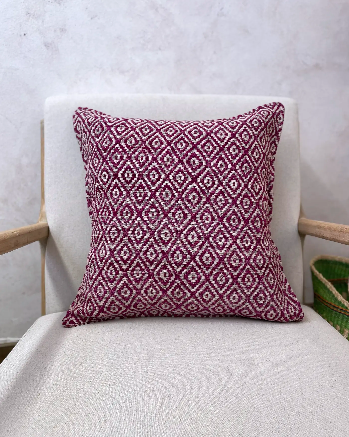 Cojín Étnico Peruano Lila y Beige 50x50
