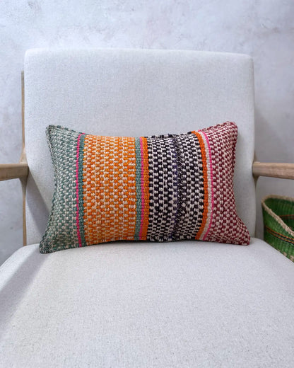 Cojín Étnico Peruano Naranja y Verde 30x50