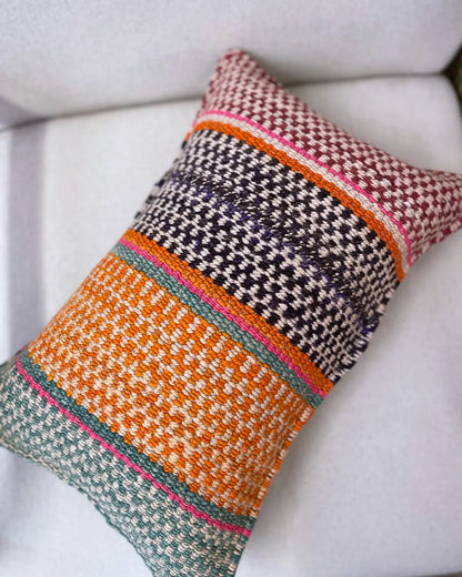 Cojín Étnico Peruano Naranja y Verde 30x50