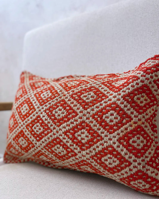 Cojín Étnico Peruano Naranja y Beige 30x50
