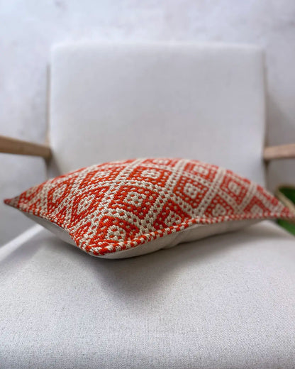 Cojín Étnico Peruano Naranja y Beige 30x50