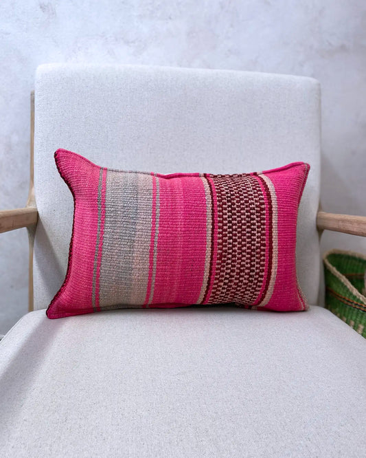 Cojín Étnico Peruano Rosa y Verde 30x50