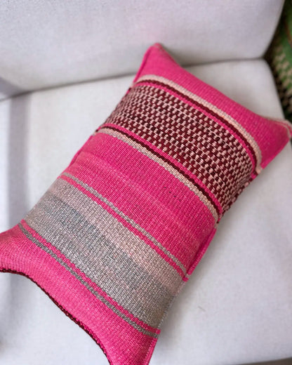 Cojín Étnico Peruano Rosa y Verde 30x50