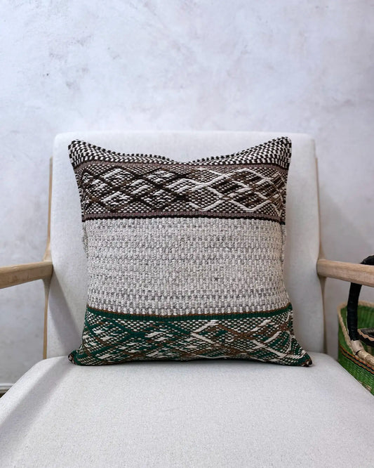 Cojín Étnico Peruano Beige y Verde 50x50