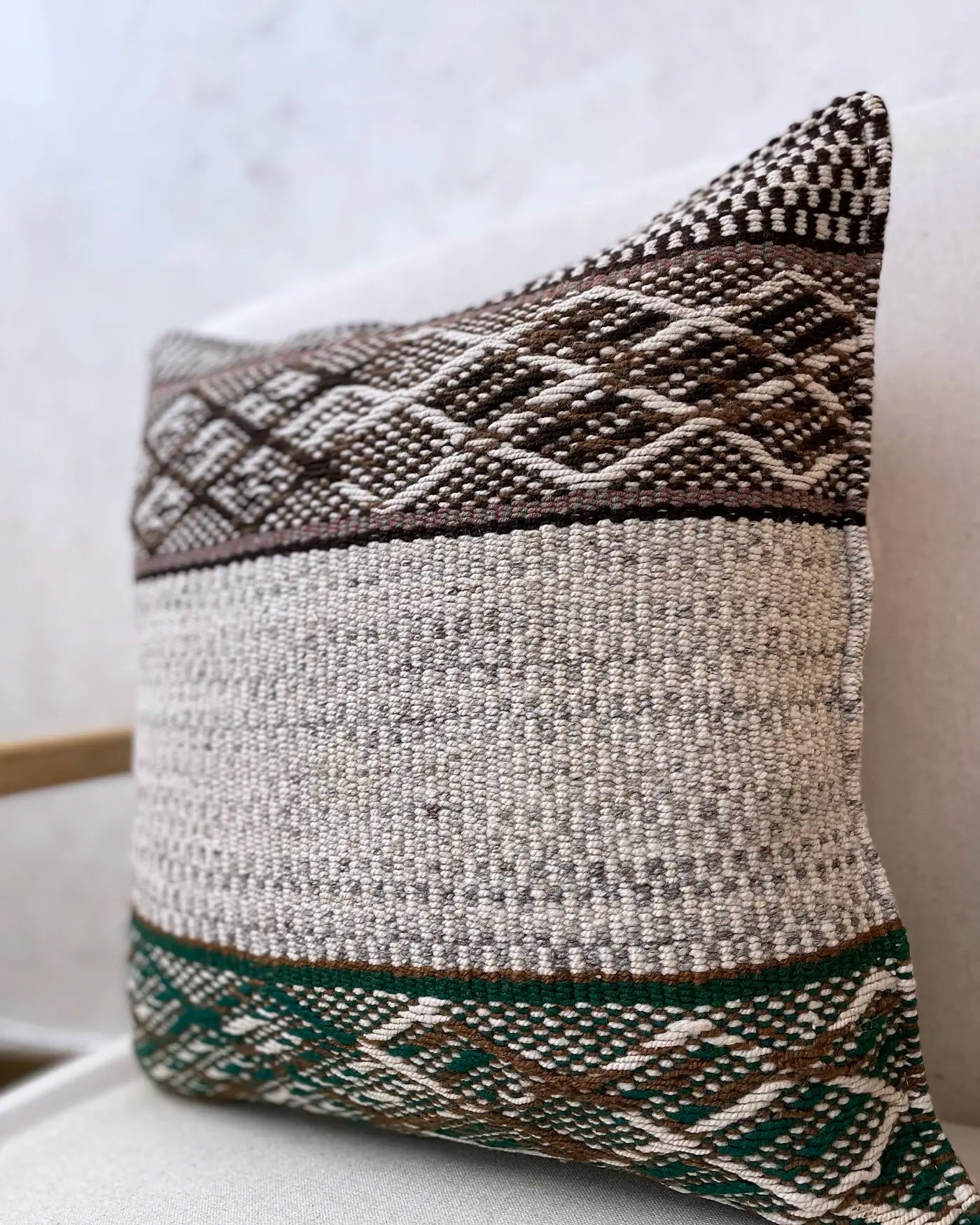 Cojín Étnico Peruano Beige y Verde 50x50