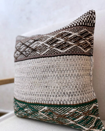 Cojín Étnico Peruano Beige y Verde 50x50
