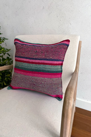 Cojín peruano a rayas multicolor