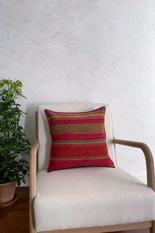 Cojín peruano a rayas multicolor