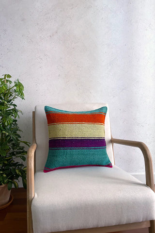 Cojín peruano a rayas multicolor