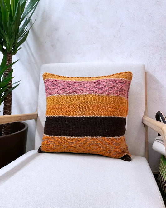 Peruvian Ethnic Orange and Brown Cushion 50x50