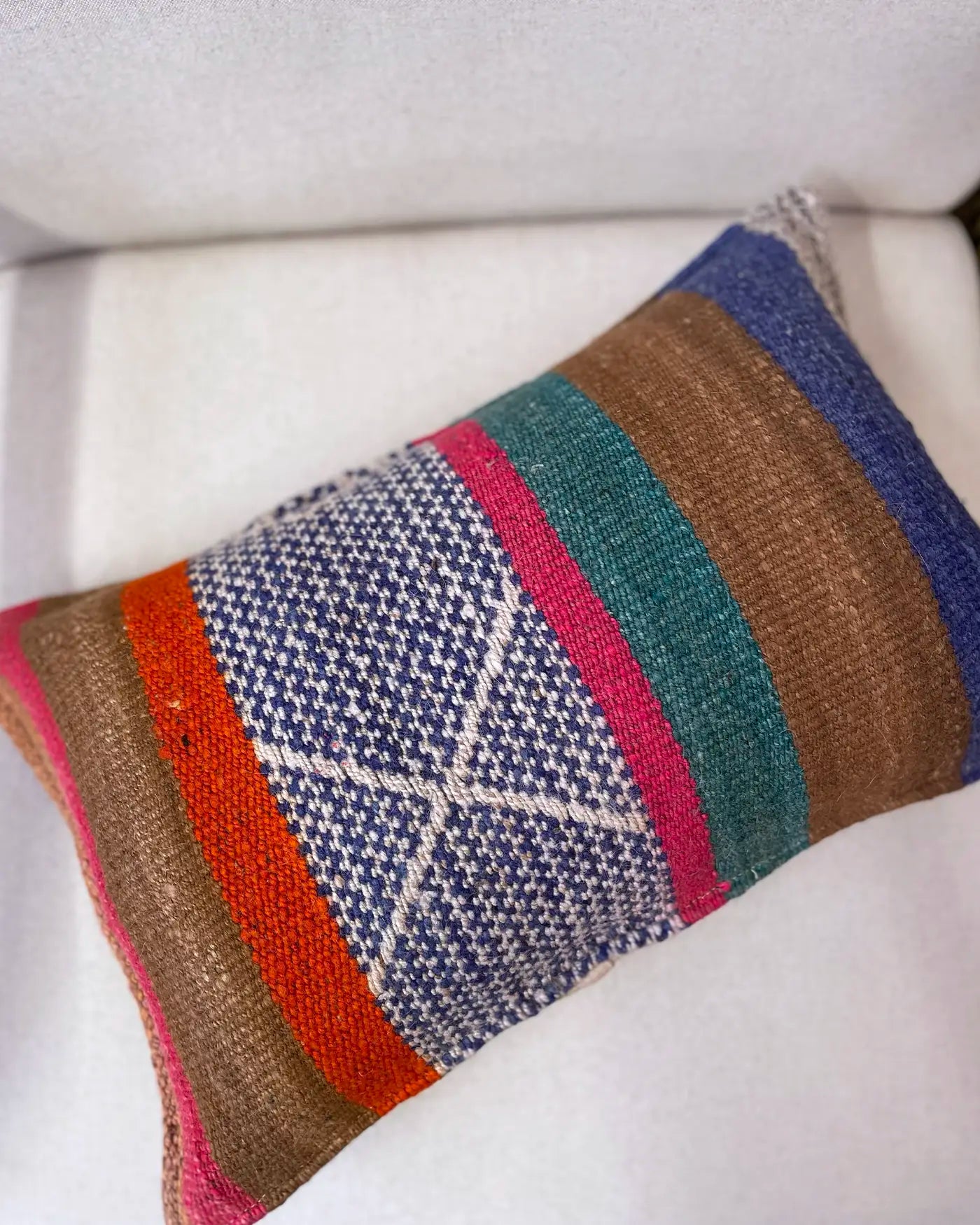 Cojín Étnico Peruano Azul y Marrón 30x50