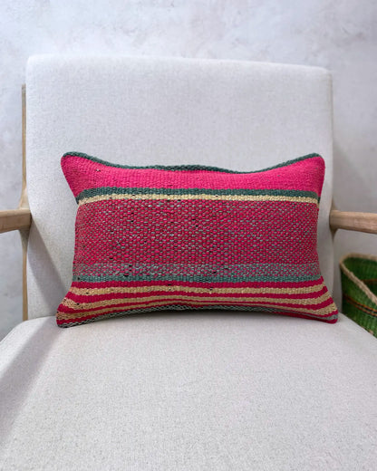 Cojín Étnico Peruano Rosa y Verde 30x50