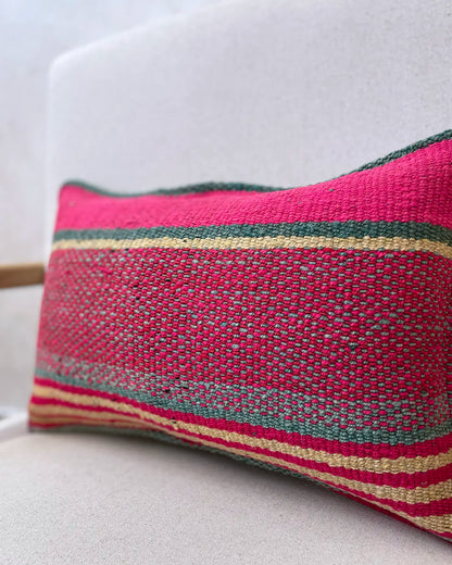 Cojín Étnico Peruano Rosa y Verde 30x50