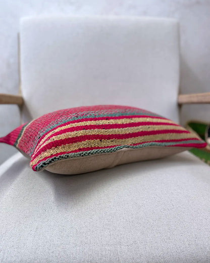 Cojín Étnico Peruano Rosa y Verde 30x50