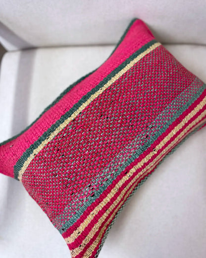 Cojín Étnico Peruano Rosa y Verde 30x50