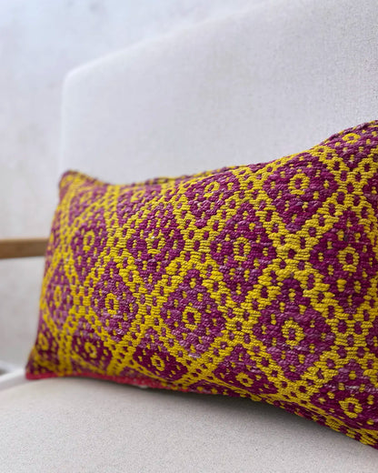 Cojín Étnico Peruano Lila y Amarillo 30x50