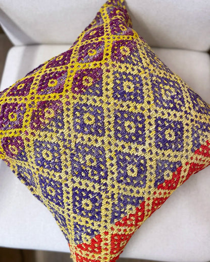 Cojín Étnico Peruano Amarillo y Lila 50x50