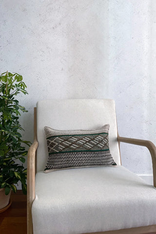 Handmade Ethnic Cushion Beige and Green 30x50