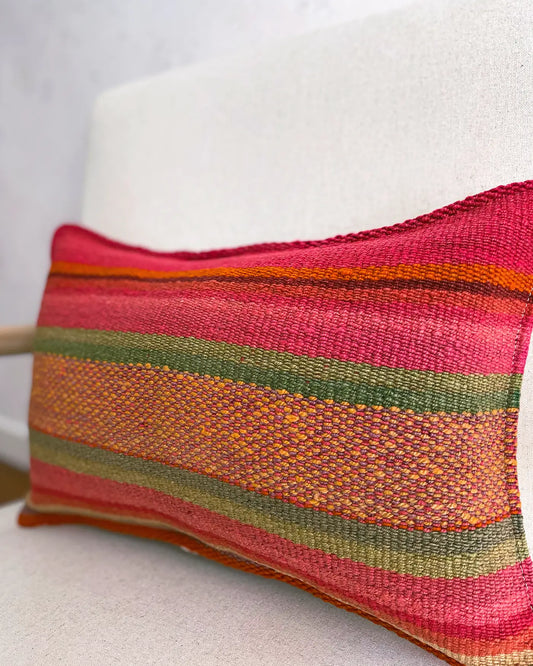 Cojín Étnico Peruano Verde y Rojo 30x50