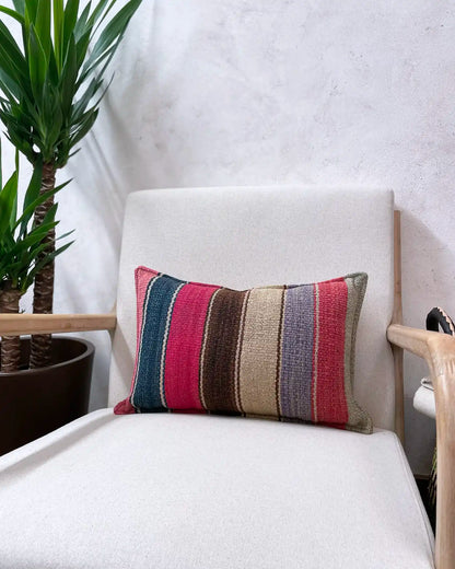 Multicolor Striped Handmade Wool Cushion 30x50