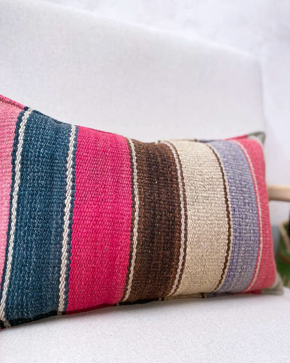 Multicolor Striped Handmade Wool Cushion 30x50