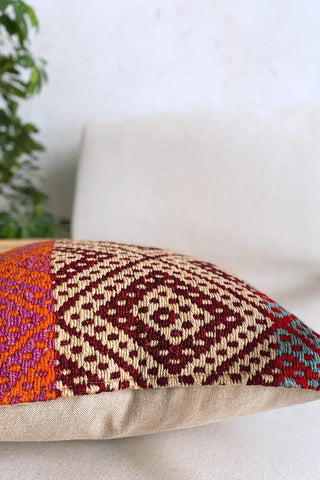 Cojín peruano étnico multicolor