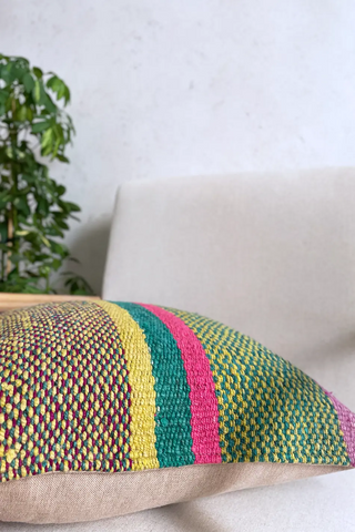 Cojín peruano étnico multicolor