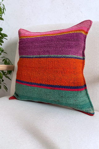 Cojín peruano a rayas multicolor