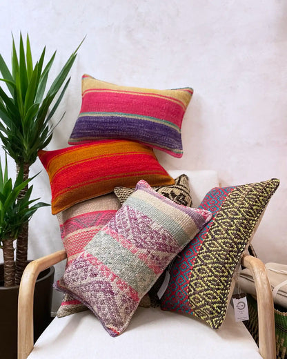 Peruvian Handmade Multicolor Striped Cushion 30x50