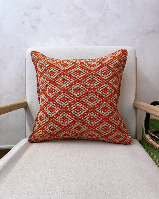 Cojín Étnico Peruano Naranja y Beige 50x50