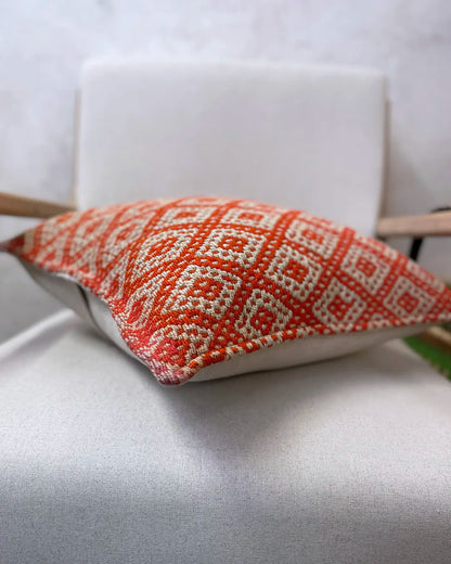Cojín Étnico Peruano Naranja y Beige 50x50