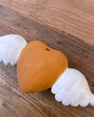 Peruvian Hand Painted Orange Heart