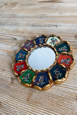 Espejo peruano pintado a mano, 20 cm - Multicolor