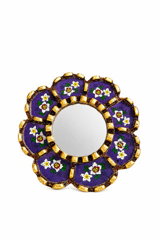 Espejo peruano pintado a mano, 15 cm - Lila