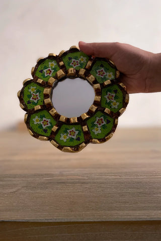 Espejo peruano pintado a mano, 15 cm - Lima