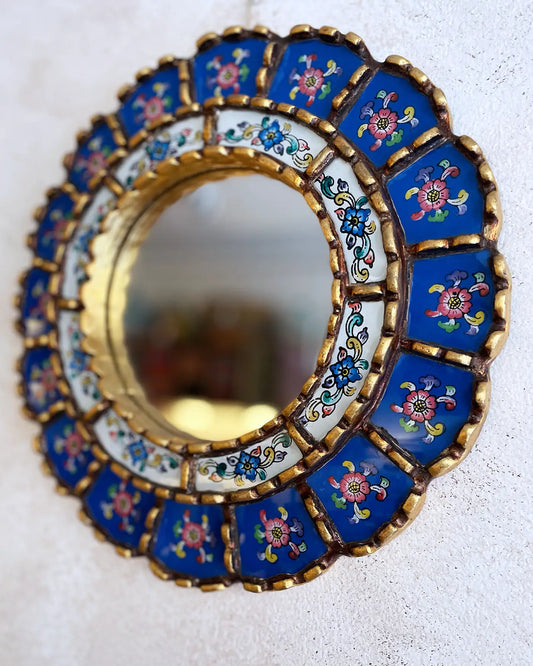 Peruvian Blue Hand Painted Mirror