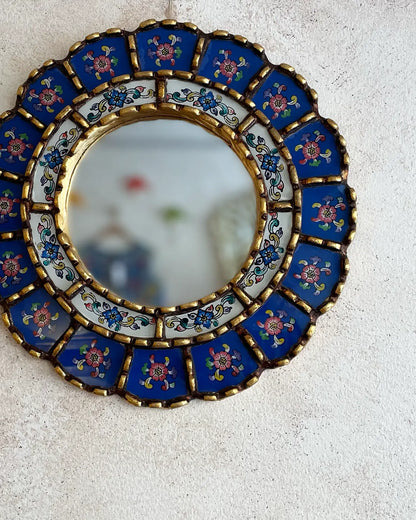 Peruvian Blue Hand Painted Mirror