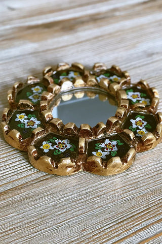 Espejo peruano pintado a mano, 15 cm - Marrón