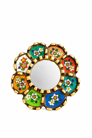 Espejo peruano pintado a mano, 15 cm - Multicolor
