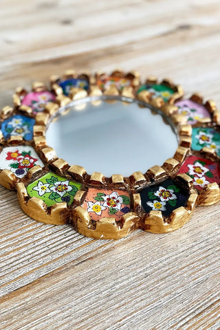 Espejo peruano pintado a mano, 20 cm - Multicolor