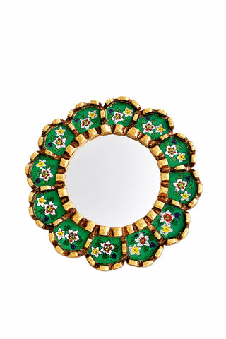 Espejo peruano pintado a mano, 20 cm - Verde