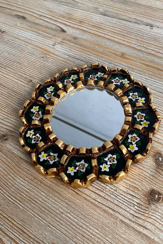 Espejo peruano pintado a mano, 20 cm - Negro